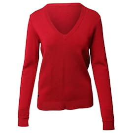 Herve Leger Pullover mit V-Ausschnitt aus rotem Viskose