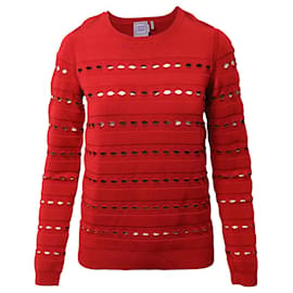 Herve Leger Stretch-Strick-Bandage-Pullover aus rotem Viskose