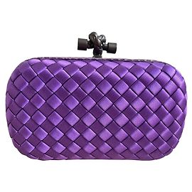 Bottega Veneta Silk Knot Clutch Purple