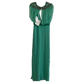 Jenny Packham Kleid aus grüner Seide Größe 12 UK