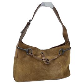 Borsa hobo Gucci Horsebit in camoscio marrone