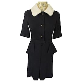 Vestido Manoush Milano negro y crudo algodón lana