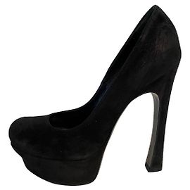 Décolleté Saint Laurent Palace camoscio nero 36