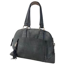 Borsa Lancel Mademoiselle Adjani in velluto di pelle grigio antracite