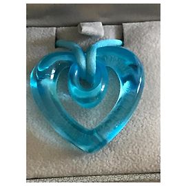 Collana con Pendente Lalique Cuore in Cristallo Blu
