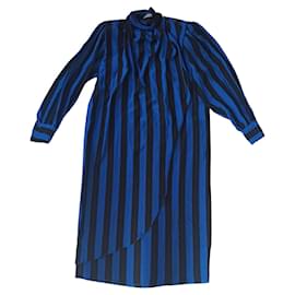 Vestido Guy Laroche de seda con rayas negro azul