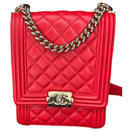 Borsa Chanel Boy North South in pelle rossa