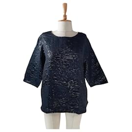 0039 Oberteil Blau Schwarz Baumwolle Polyester M