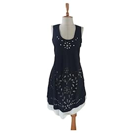 High Kleid Schwarz Weiß aus Polyester M