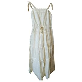 Vestido largo Sandro beige de algodón