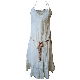 Maje langes Kleid aus Bio-Baumwolle beige