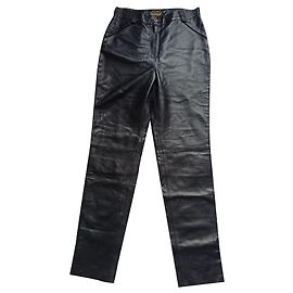 Autre Marque Reteo Mariello Lammlederhose mit hoher Taille Schwarz