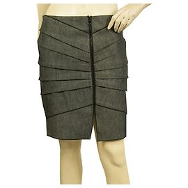 Roland Mouret Grigio Nero Denim Cerniera frontale Minigonna Lunghezza Jeans Fr 40, IT 44