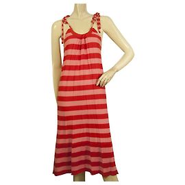 Sonia By Sonia Rykiel SONIA de SONIA RYKIEL 100% Vestido de verano de becerro con rayas rojas y rosas de punto de seda