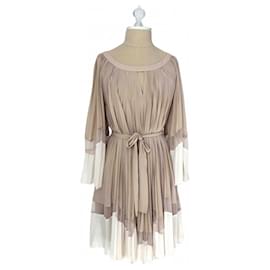 Bcbg Max Azria Cocktail Minikleid beige aus Chiffon