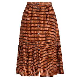 Saia midi Tamara Temperley London em seersucker xadrez