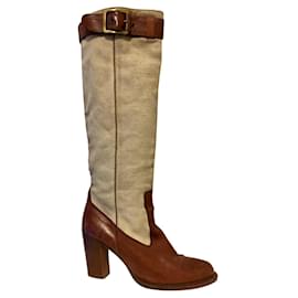 Bottes cavalières en cuir et lin Barbara Bui