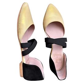 Autre Marque Sandali Popshoes in pelle oro e nero