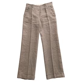 Kenzo Leinenhose Fischgrätenmuster Hellbraun