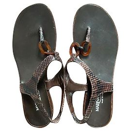Sandali Marina Rinaldi in pelle marrone gioiello