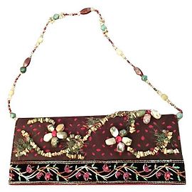 Autre Marque Mary Frances Bestickte Abend-Clutch Baguette Dunkelrot