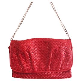 Autre Marque Borsa Francesco Biasia in vernice intrecciata rossa con catena argentata