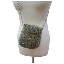Autre Marque 50s vintage borsa tracolla metallo pietre dure