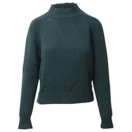 Celine Strickpullover mit Rollkragen aus blaugrüner Wolle - Céline