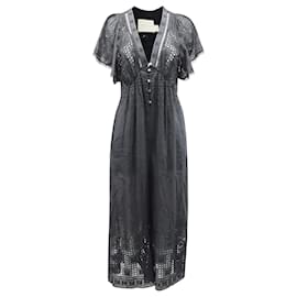 Tuta Zimmermann Harlequin Broderie-Anglaise con scollo a V in cotone nero