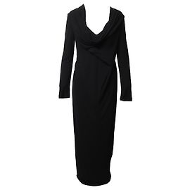 Abito da sposa lungo con drappeggio in pizzo Roland Mouret in viscosa nera