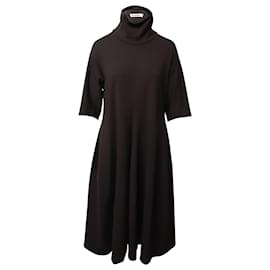 Vestido evasé de cuello alto de Jil Sander en modal marrón