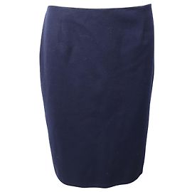 Falda lápiz midi de Carolina Herrera en lana azul