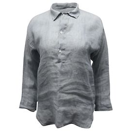 Blusa Ralph Lauren Popover en lino gris