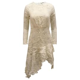 Maje Reto Asymmetrisches Midikleid mit Sternenmuster in elfenbeinfarbenem Cupro