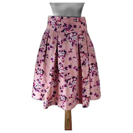 Autre Marque Falda midi de seda floral rosa Express Design Studio