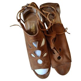 Aquazzura Sandalen Wildleder Braun 11 cm
