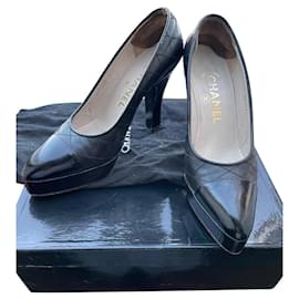 Scarpe con plateau Chanel pelle nera 36.5