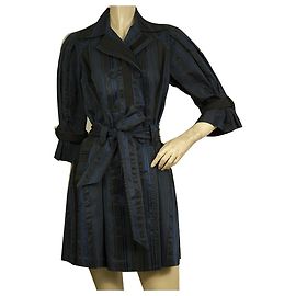 Diane Von Furstenberg DVF Kaimi Trench blu scuro Abito Robe Manteau w. cintura