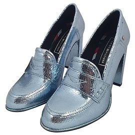 Décolleté Tommy Hilfiger Crackle Metallic Blu Pelle