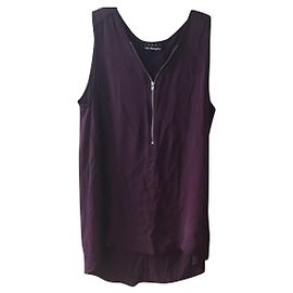 The Kooples Sport Seiden Tanktop Dunkelrot Dunkelblau
