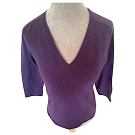 Malo Cashmere Pullover Dunkelviolett V Ausschnitt