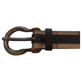 Cintura Burberry in pelle marrone chiaro con fantasia