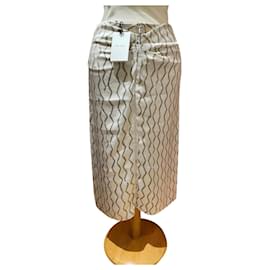 Falda Sliven Isabel Marant de seda gris y caqui