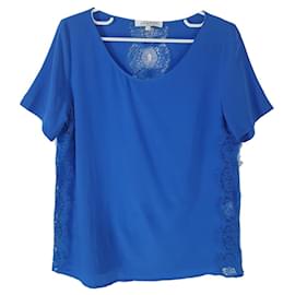 Blusa de encaje de seda azul Sandro
