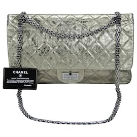 Chanel 2.55 Ristampa Jumbo Gold Pelle di vitello invecchiata Rutenio