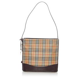 Borsa a tracolla in tela check Burberry Brown Haymarket