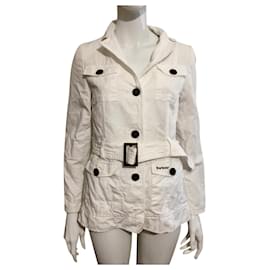 Cappotto Barbour bianco in misto lino