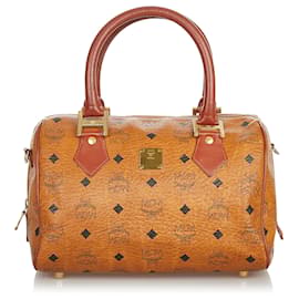 Sac Boston en cuir MCM brun Visetos