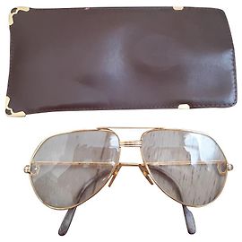 CARTIER TRINITY AVIATOR SUNGLASSES IN GOLDEN GLASSES GOLDEN METAL
