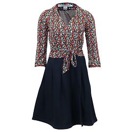 Diane Von Furstenberg Vestido envelope com saia jeans em viscose multicolorida